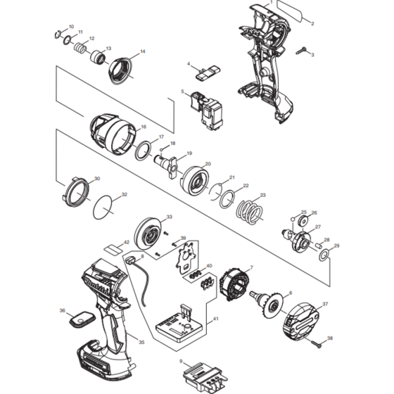 Main Assembly for Makita DTD154RTJ Cordless Impact Driver