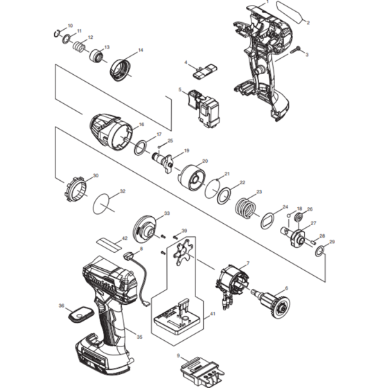 Main Assembly for Makita DTD155Z Cordless Impact Driver