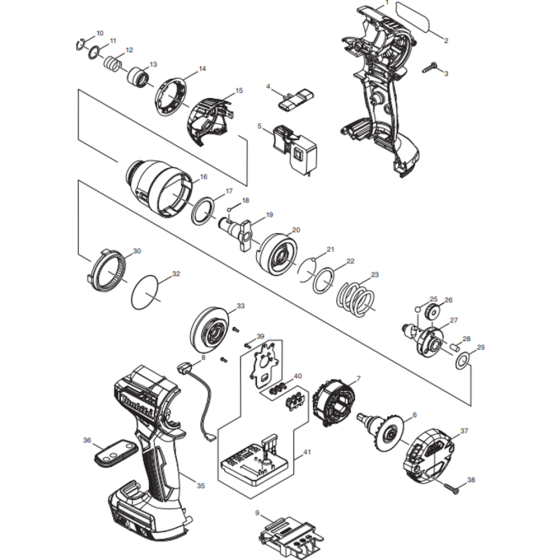 Main Assembly for Makita DTD170Z Cordless Impact Driver