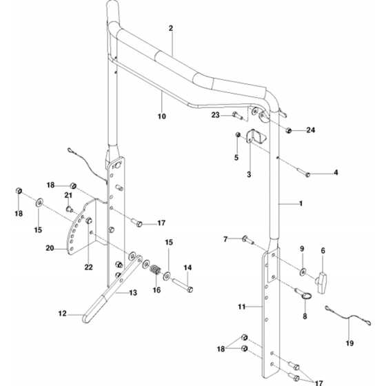 Handle Assembly for Husqvarna DTF6 BF Lawn Care Equipment