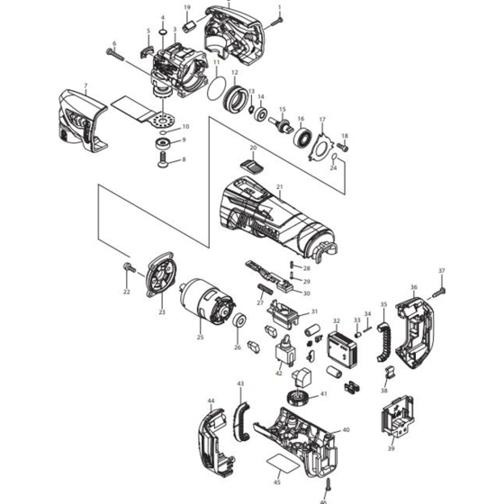 Main Assembly for Makita DTM40Z Cordless Multi Tools