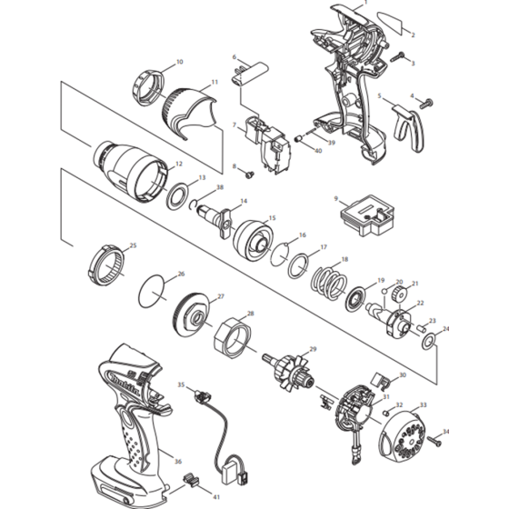 Main Assembly for Makita DTW152RFE Cordless Impact Wrench