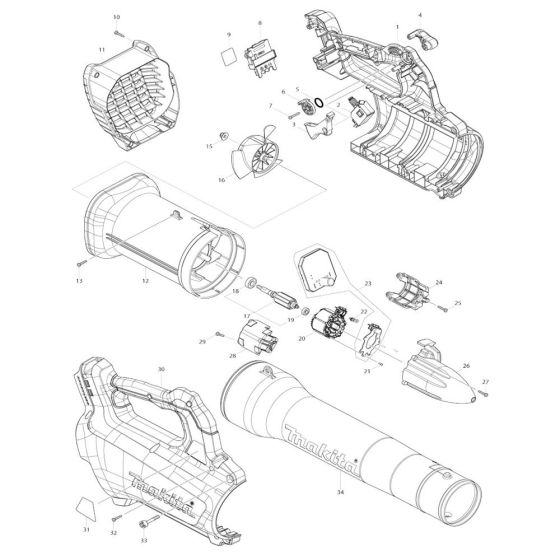 Makita DUB184 Blower Assembly