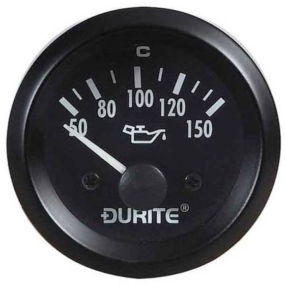 Durite 12 Volt Illuminated Oil Temperature Gauge