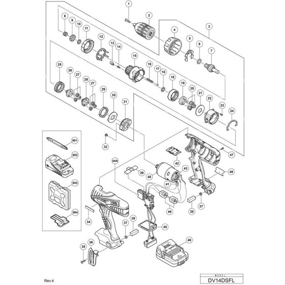 Main Assembly for Hikoki DV14DSFL Cordless Impact Driver