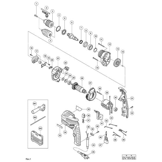 Main Assembly for Hikoki DV16VSS Impact Drill