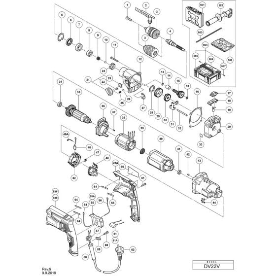 Main Assembly for Hikoki DV22V Impact Drill