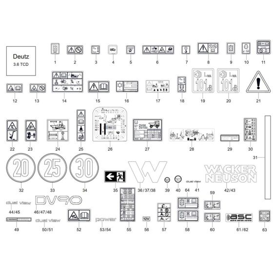 Decals for Wacker DV90-2 Dumper