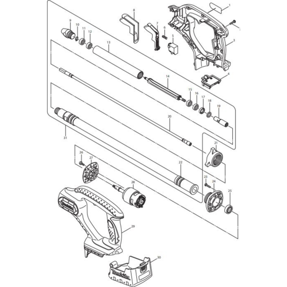 Main Assembly for Makita DVR350RME Cordless Concrete Vibrator 