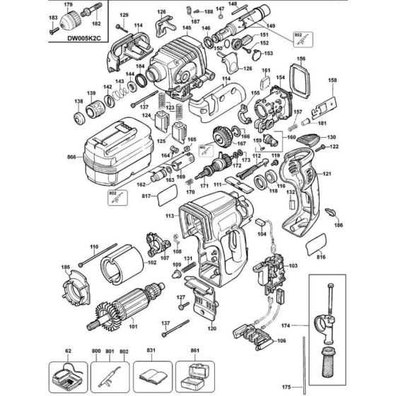 Main Assembly for DeWalt DW005K