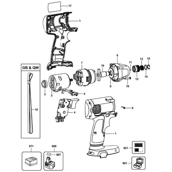 Main Assembly for DeWalt DW052K