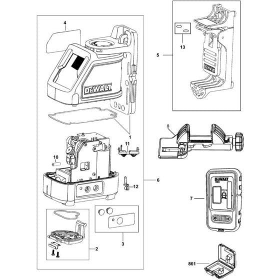 Main Assembly for DeWalt DW088CG Crossline Laser