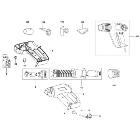 Main Assembly for DeWalt DW340K