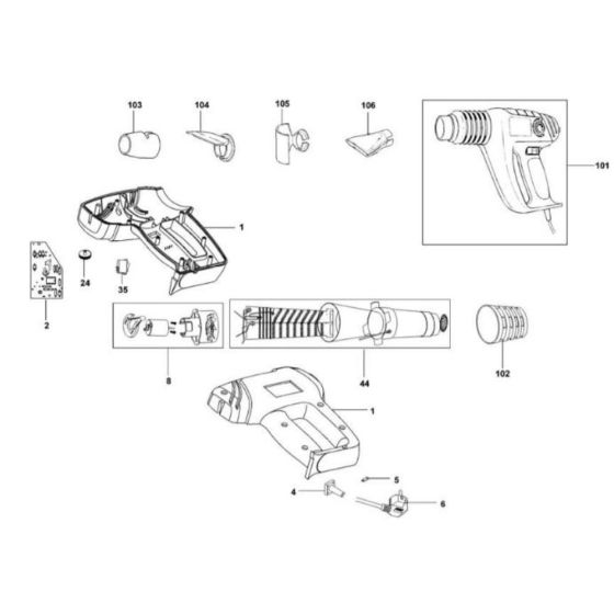 Main Assembly for DeWalt DW340K