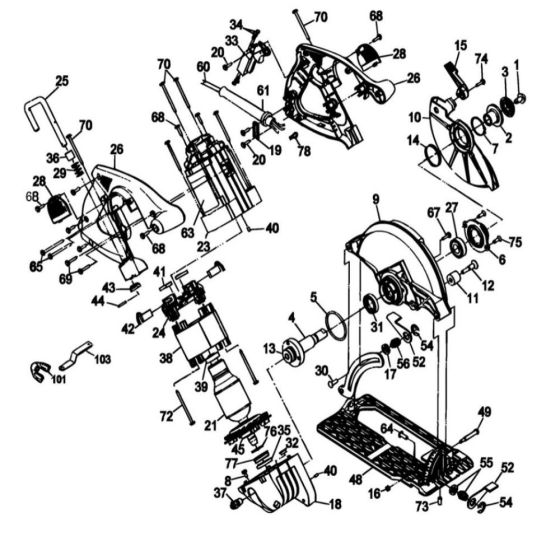 Main Assembly for DeWalt DW378G