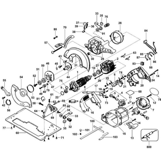 DeWalt DW389 Type 1 Main Assembly