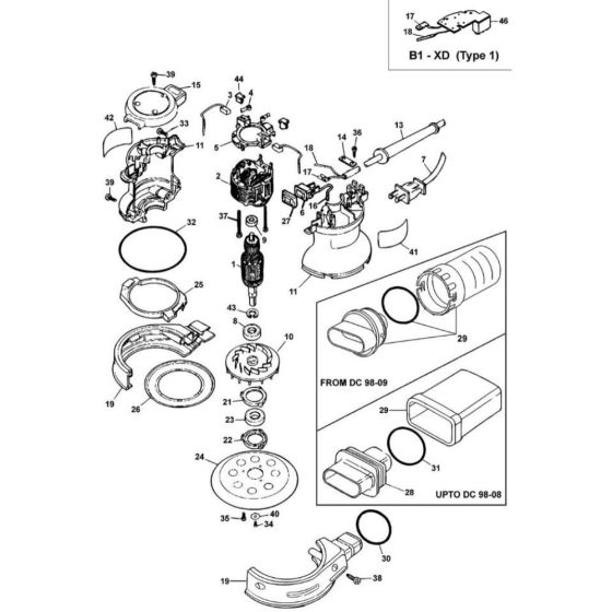 Main Assembly for DeWalt DW421