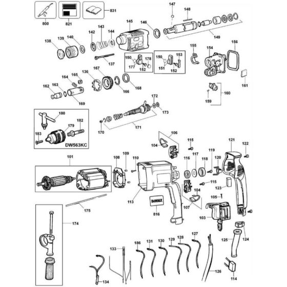 Main Assembly for DeWalt DW563