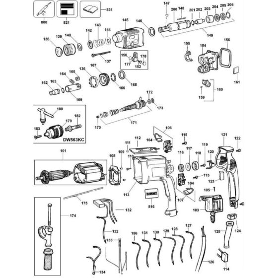 Main Assembly for DeWalt DW563K