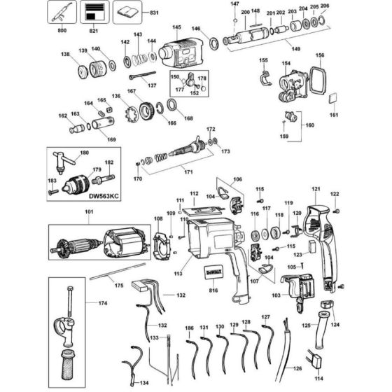 Main Assembly for DeWalt DW563K