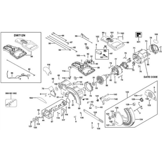 Field Assembly for DeWalt DW712