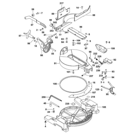 Base Assembly for DeWalt DW713XPS Type 2 Mitre Saw