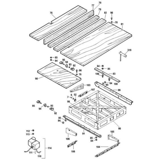 Table Assembly for DeWalt DW721