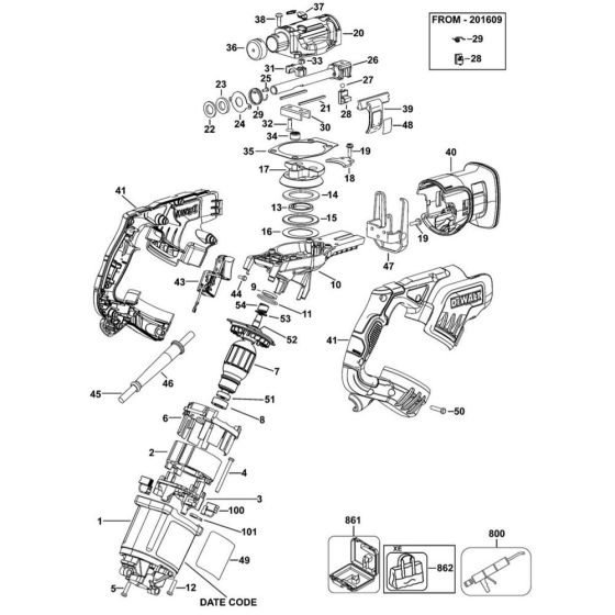 Main Assembly for DeWalt DWE357 Reciprocating Saw