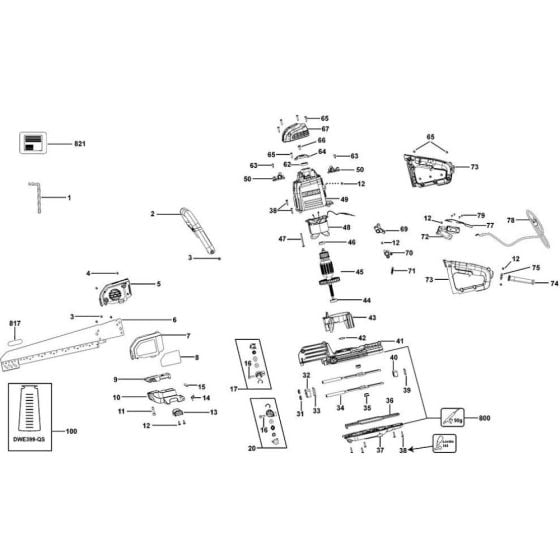 Main Assembly for DeWalt DWE396 Universal Alligator Saw