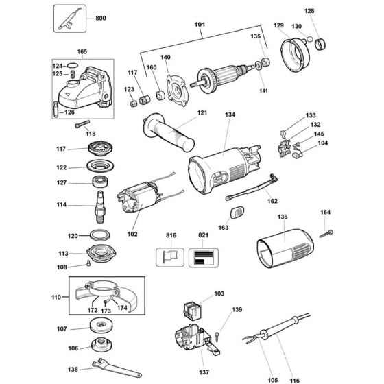 Main Assembly for DeWalt DWE4010 Angle Grinders