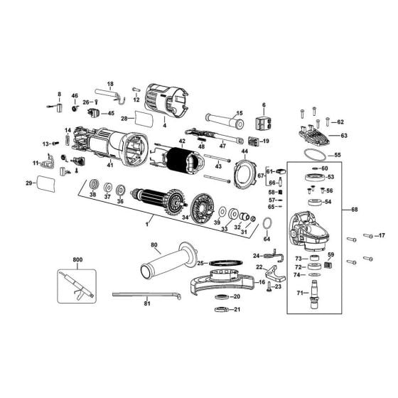 Main Assembly for DeWalt DWE4056 Angle Grinders