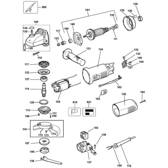 Main Assembly for DeWalt DWE4114 Angle Grinders