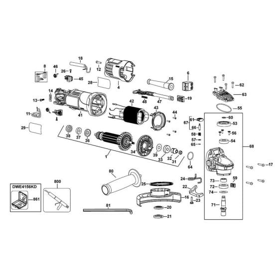 Main Assembly for DeWalt DWE4156 Angle Grinders