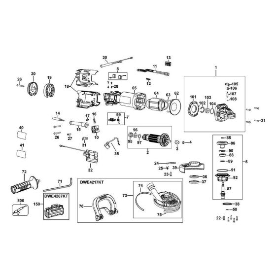 Main Assembly for DeWalt DWE4206 Angle Grinders