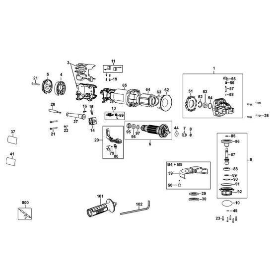 Main Assembly for DeWalt DWE4212 Angle Grinders