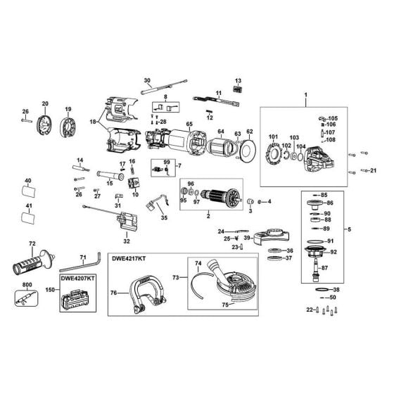 Main Assembly for DeWalt DWE4216 Angle Grinders