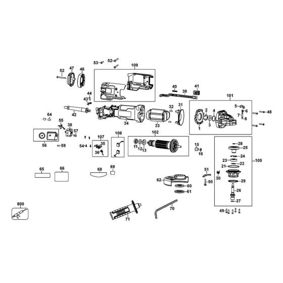 Main Assembly for DeWalt DWE4246 Angle Grinders