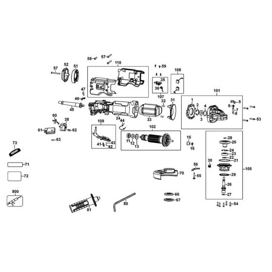 Main Assembly for DeWalt DWE4263 Angle Grinders