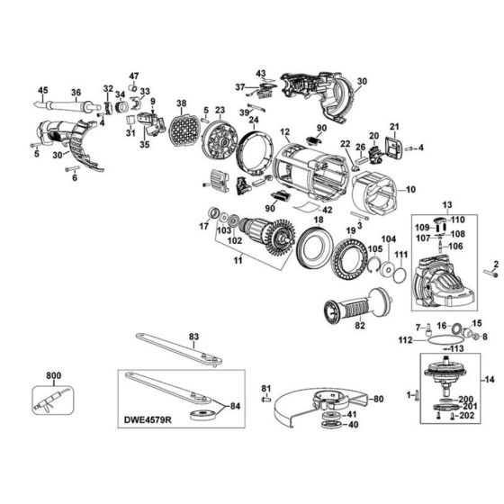 Main Assembly for DeWalt DWE4579 Angle Grinders