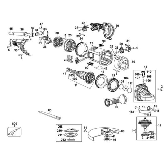 Main Assembly for DeWalt DWE4597 Angle Grinders