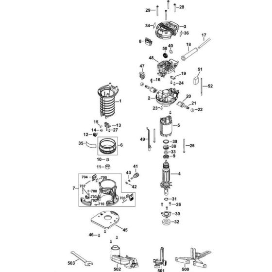 Main Assembly for DeWalt DWE6005 Laminate Trimmer