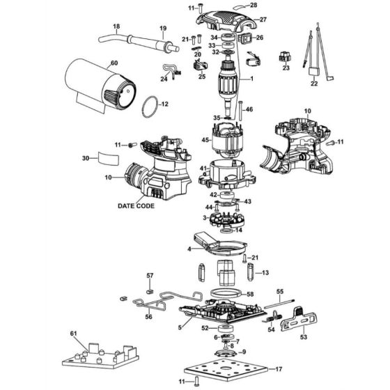 Main Assembly for DeWalt DWE6411 Sander