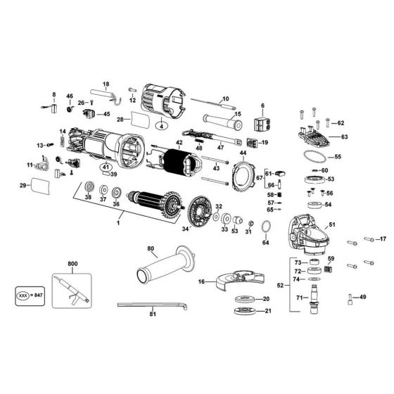 Main Assembly for DeWalt DWE8111S