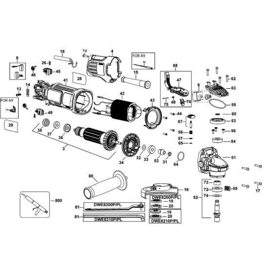 DeWalt DWE8200PL Main Assembly