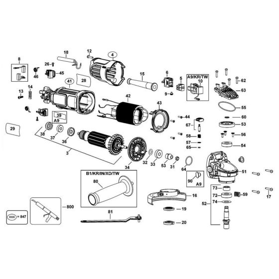 Main Assembly for DeWalt DWE8200T