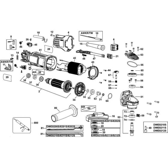 Main Assembly for DeWalt DWE8210S