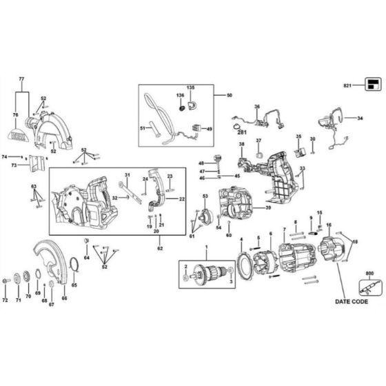 Main Assembly for DeWalt DWS774 Mitre Saw