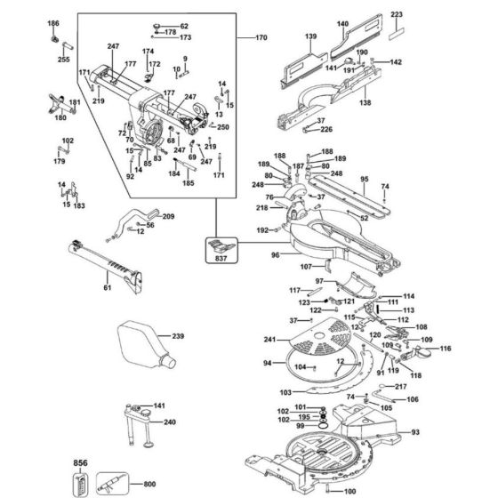 Base Assembly for DeWalt DWS780
