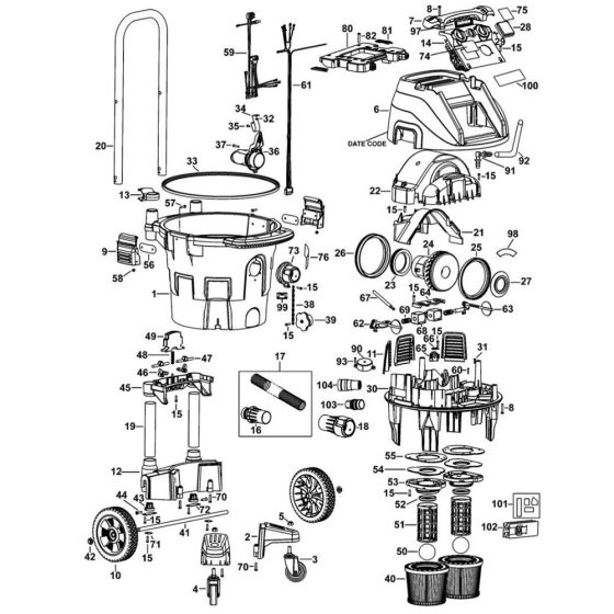 Main Assembly for DeWalt DWV902MT Dust Extractors