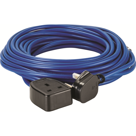 14M Extension Lead - 13Amp 1.5mm VDE approved Cable - Blue indicating 240V